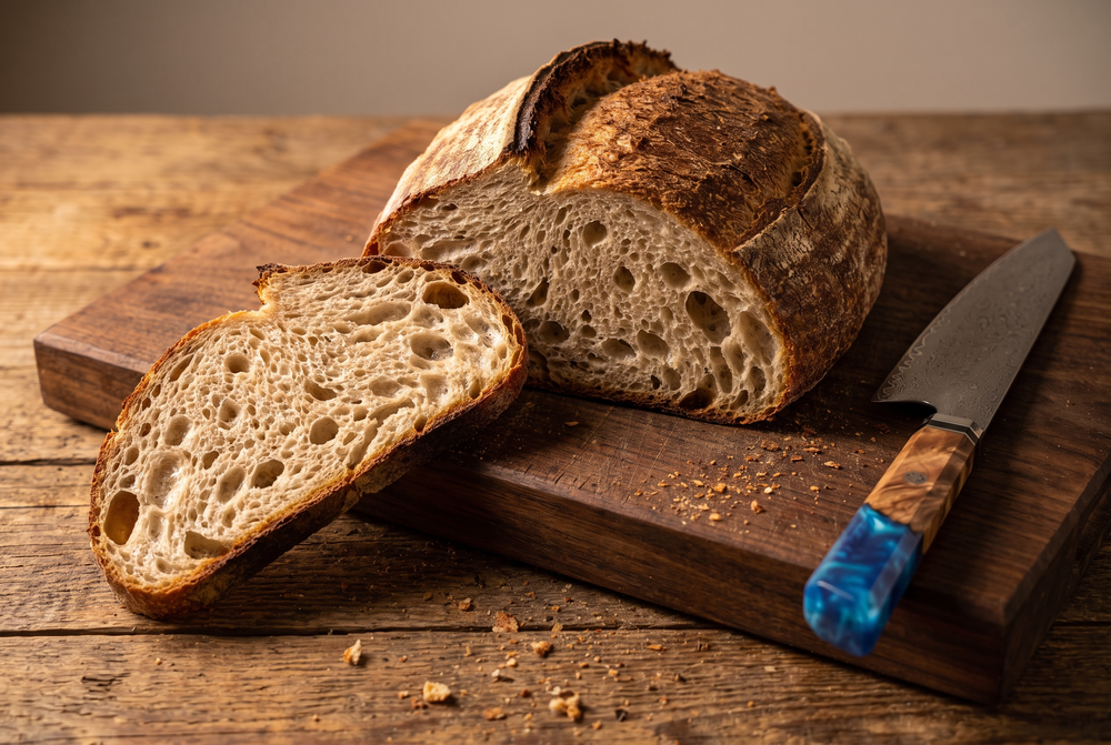 A thin uncrushed slice of sourdough